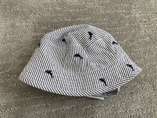 NWOT Janie And Jack   Sun Hat-Bucket Hat with Strap Dolphin Stripe 3-6m