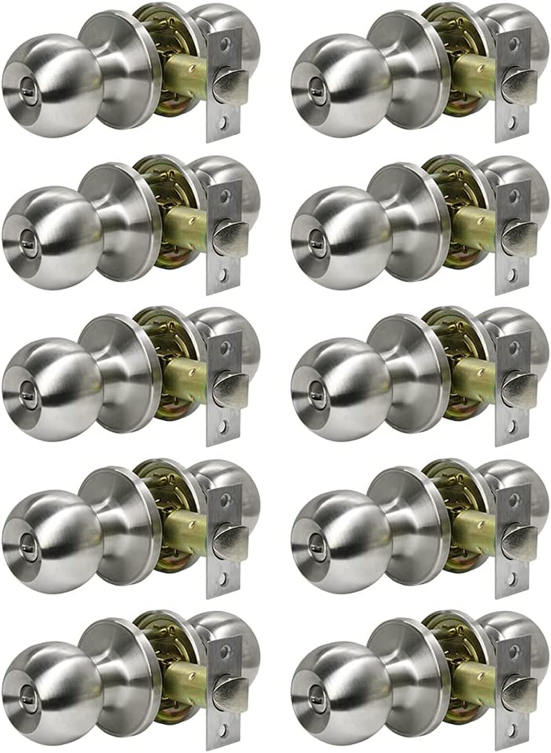 Privacy Door Knobs Keyless Interior Locks for Bedroom or Bathroom- Ball, Satin N-image