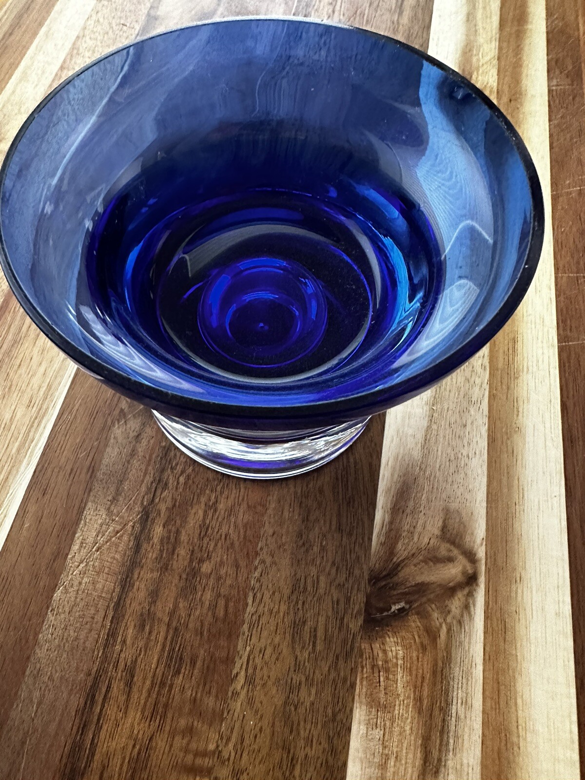 Colored blue and clear votive holder&nbsp;
