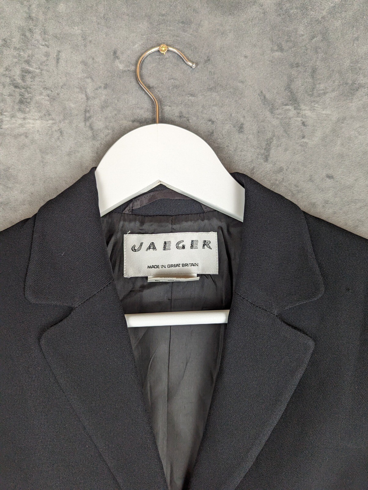 Vintage JAEGER Coat Jacket Size 10 Black Long Sleeve Blazer Made in Great Britai image 4