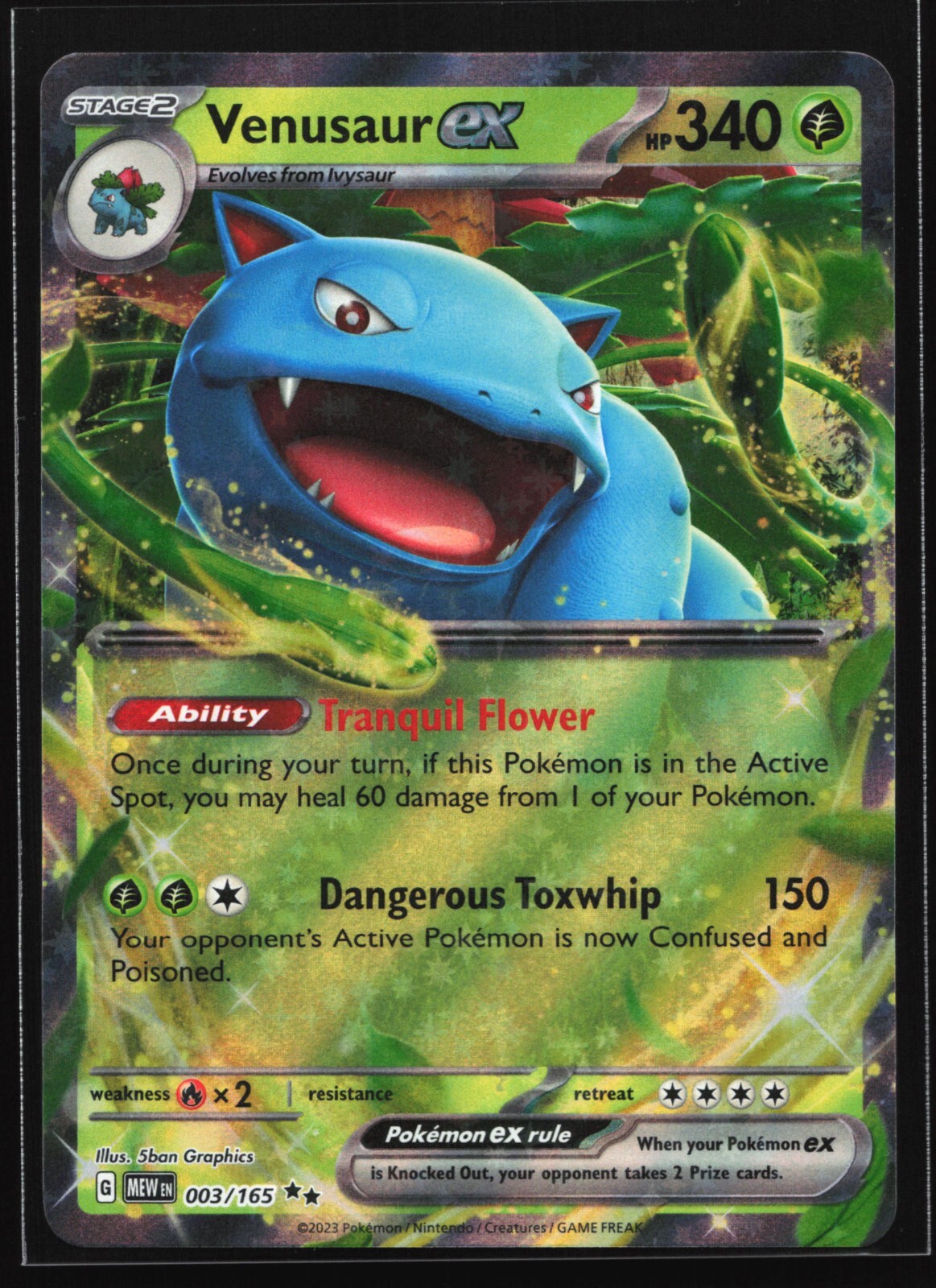 Pokemon Venusaur ex 003/165 MEW EN-151 Double Rare Holo NM