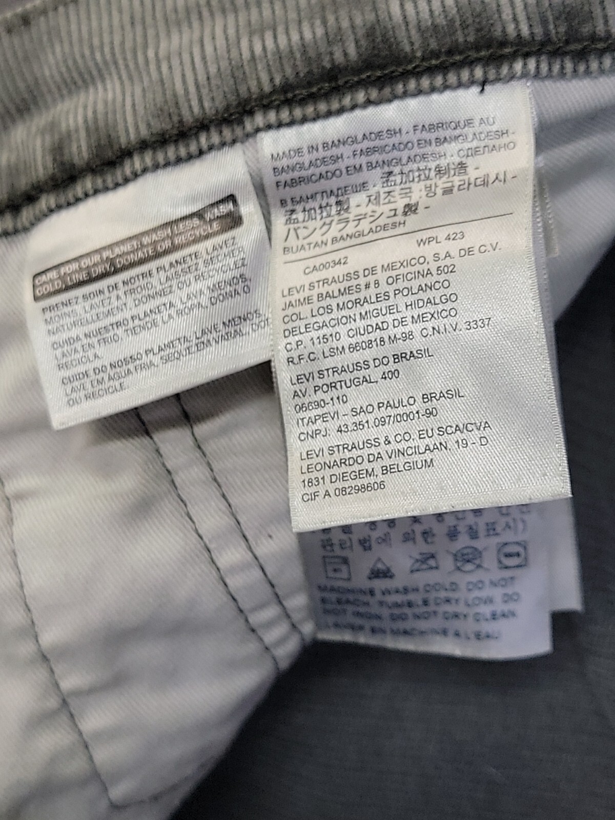 Levi's 511 Premium Big E Gray Corduroy Pants Size 34x32 #P1 thumbnail 7