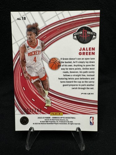 Jalen Green 2022-23 Donruss Optic Express Lane verde lima/149 #18 Rockets - Imagen 2 de 3