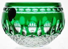 Waterford Clarendon Emerald Green Cut to Clear Crystal Candle Votive Bowl NO Box