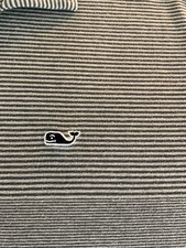Vineyard Vines Edgartown Polo Shirt Mens Large Gray Striped Short Sleeve