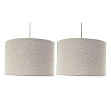 Set of 2 Cream Boucle Fabric 30cm Easy Fit Pendant Light Shades Table Lampshade