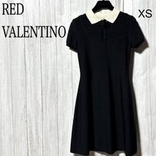 RED VALENTINO Short-sleeved ribbon knit Dress Women Size XS black Genuine Used