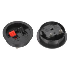 WP2-9B 2 Way Black Red Round Speaker Box Terminal Clip, Pack of 2