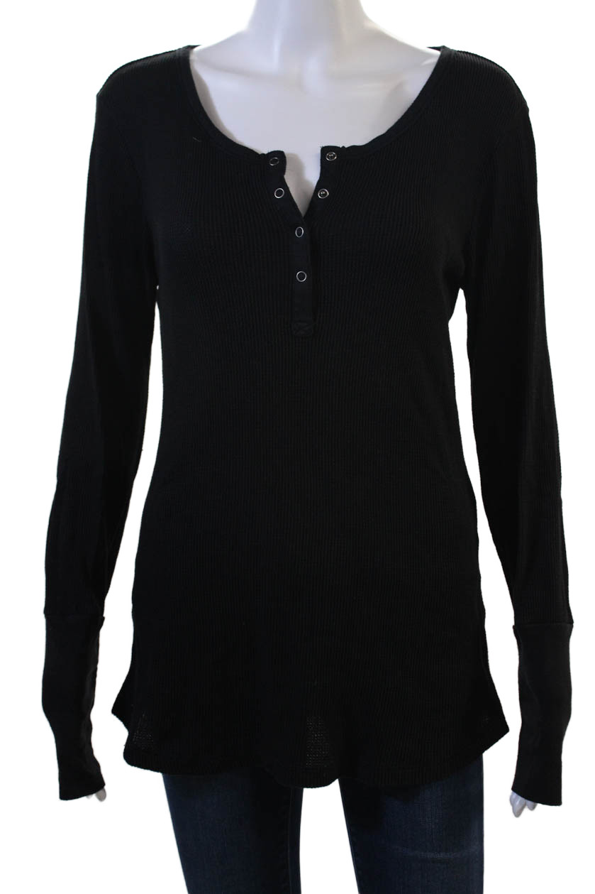 Splendid Women Basic Tunic Button-Up Black Long S… - image 1