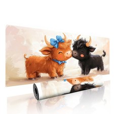 40 90cm Oversized Cute Highland Cow Mouse Pad  Desk Mat - Non-Slip Rubber Base