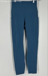Lululemon Womens Blue Elastic Waist Pull On Activewear Ankle Leggings Size 4
