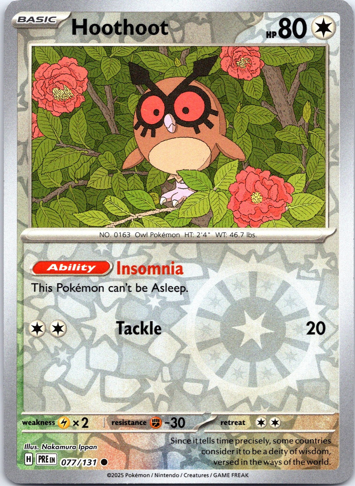 Pokemon tcg #127/187 Hoothoot (Mirror Foil) Near Mint or Better SV8a