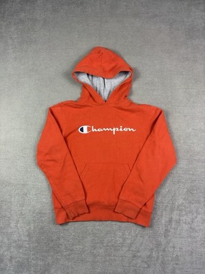 Champion Orange Spellout Pullover Hoodie Jungen Gr. XL