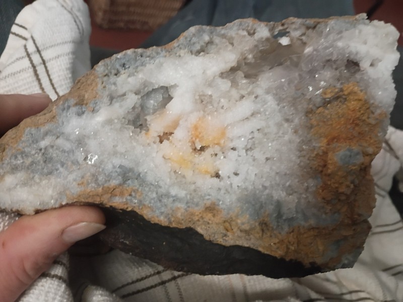 White Quartz Crystal Cluster on Matrix Rock Mineral Specimen for Display