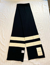 Calvin Klein Jeans Men's Knit Scarf 6ft Black/Ivory Stripe Logo