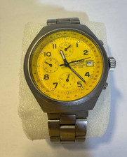 Beuchat Watch Men’s Check-List Chronograph Yellow Dial Steel WR100m