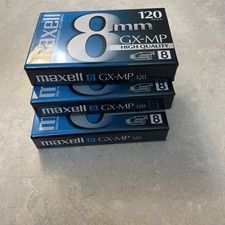 Lot of 3 Maxell GX-MP 8mm 120 Video Tapes Cassettes Brand New Sealed