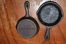 2  Vintage JB Prince Co. Mini Cast Iron Skillets 3.5 Inch Lodge Advertising