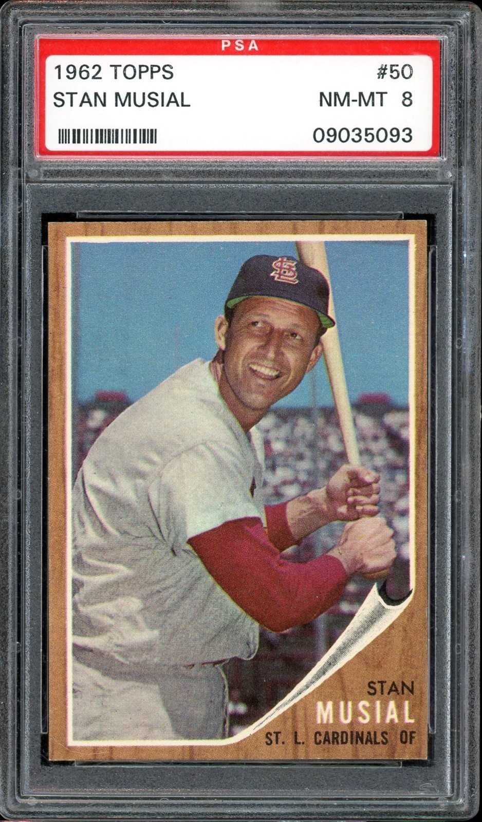 1962 Topps #50 Stan Musial HOF St. Louis Cardinals PSA 8 NM-MT