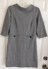 Boden Dress Bessie Jacquard Black White Geometric Preppy Shift Knit Women’s 6P