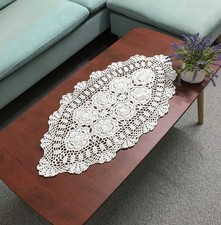 16x27 100 Cotton Handmade Crochet lace Table Runners Oblong Tablecloth Doili...