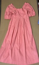 A New Day Women's Midi Dress Coral Peach, Short Puffy Sleeve S NWT SZ 4