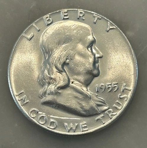 1955-P Franklin Half Dollar - AU - About Uncirculated - 90% Silver