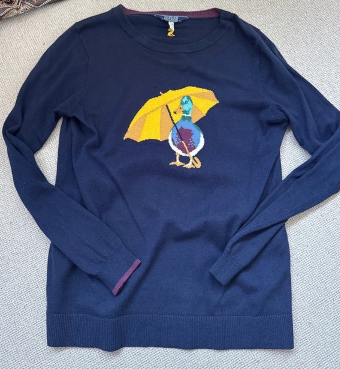 Joules Women Miranda Knitted Intarsia Crew Neck Jumper- navy duck