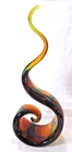VTG Murano Style Art HEAVY Glass Swirl Abstract Sculpture, Amber Green 13.5”