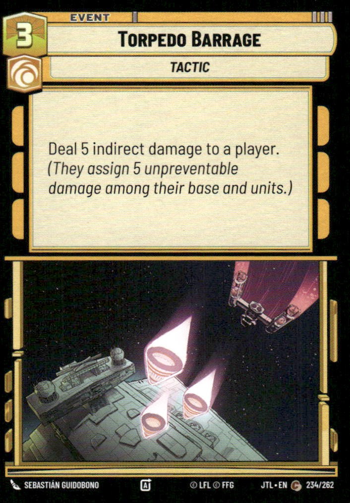 Torpedo Barrage 234/262 Common Jump to Lightspeed Star Wars Unlimited Near Mint