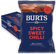 Full Box of 20x40g Burts Crisps Spicy Sweet Chilli - Hand Cooked Crisp