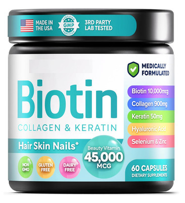 Biotin Collagen & Keratin   Hair, Skin & Nails Vitamins, 45,000 MCG Vitamin Comp