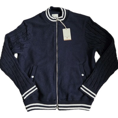 Dan John DNJ Dynamic Herren Strickärmel Bomberjacke Navy IT XL/UK L UVP 110£