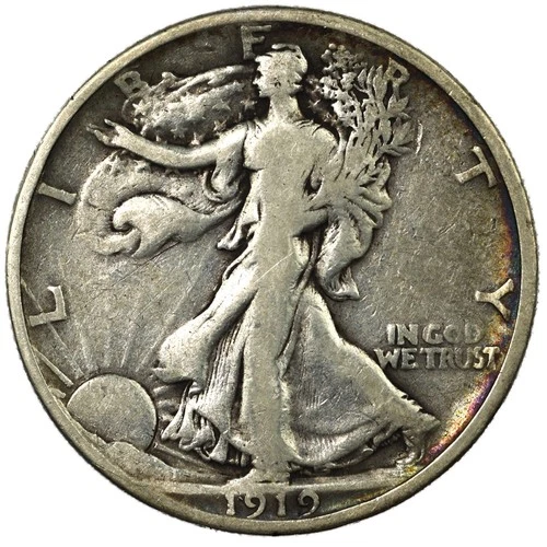 1919-P Philadelphia Walking Liberty Silver Half Dollar 50C Fine FN F+