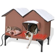 Heated Cat House for Outside Winter Heated Outdoor Cat House Large Brown