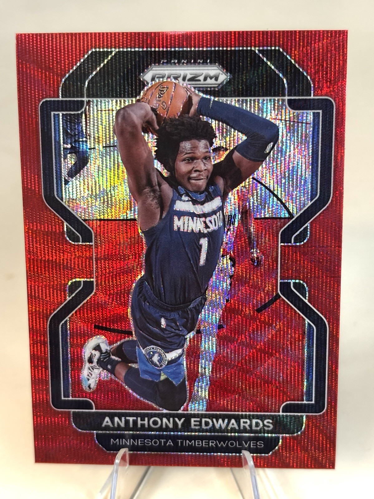 2021-22 Panini Prizm - Anthony Edwards #37 Ruby Wave Prizm