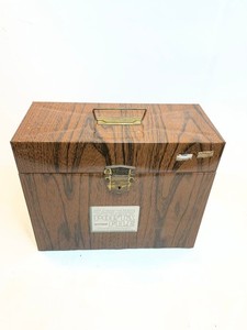 Vintage Ballanoff Porta File Personal Metal Storage Case Box - Wood Grain - Key