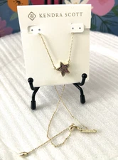 Kendra Scott Jae Star Multi-Color Drusy Gold Necklace Pendant New w Dust Bag