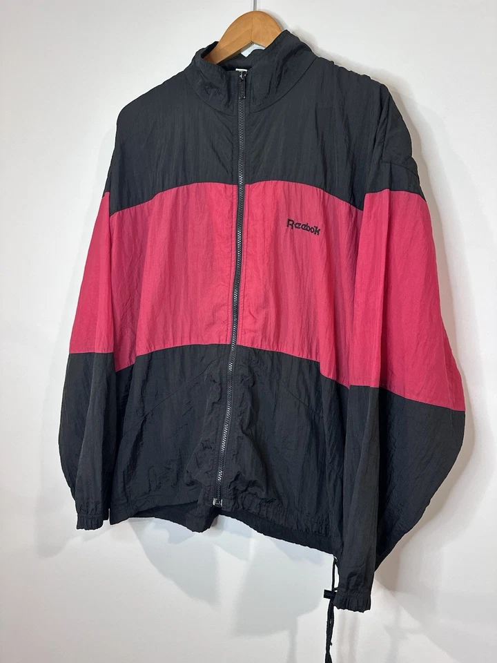 Chaqueta cortavientos Reebok vintage años 90 para hombre talla M nailon cremallera completa de gran tamaño Foto 2 de 4
