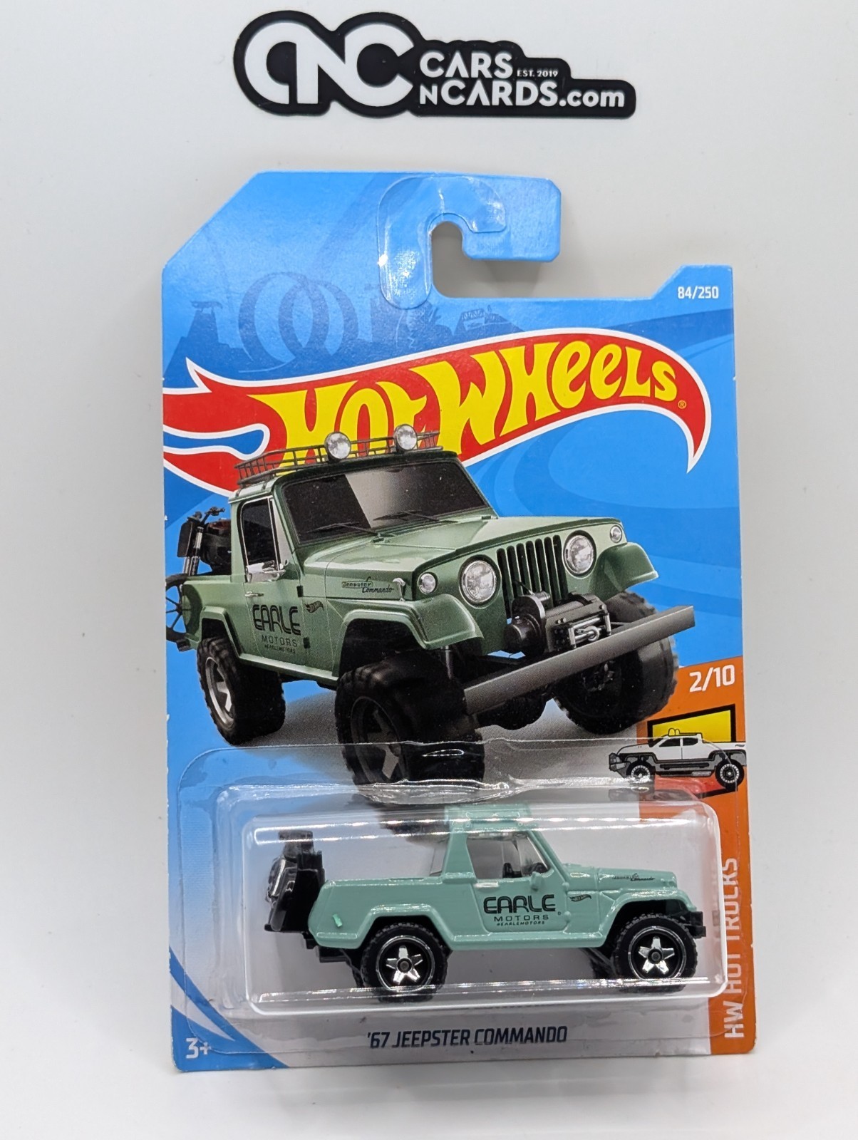 2019 Hot Wheels HW Hot Trucks 2/10 '67 Jeepster Commando 84/250 (Card Damage)