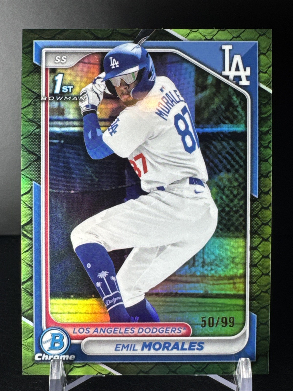 2024 1st Bowman Chrome #BCP-221 Emil Morales Reptilian Green Refractor #50/99