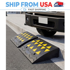 2 Pack Heavy Duty Rubber Curb Ramp 19"x13  x5.1" Driveway Ramps for Cars RV Black