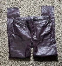 White House Black Market The Skinny Women  s Burgundy Faux Leather Pants Size 8  