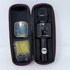 BONAOK Wireless Microphone Bluetooth Karaoke 3-in-1 Portable Handheld  Case Blk