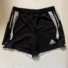 Y2K VTG 00's Adidas Climalite Soccer Shorts Men's Large Black White Stripes