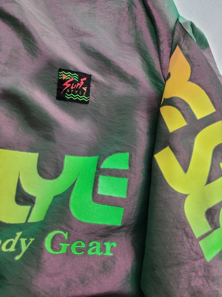 Surf Style Windbreaker Mens Small Pullover 1/4 Zip Metallic Gray Retro. - Image 3 of 4