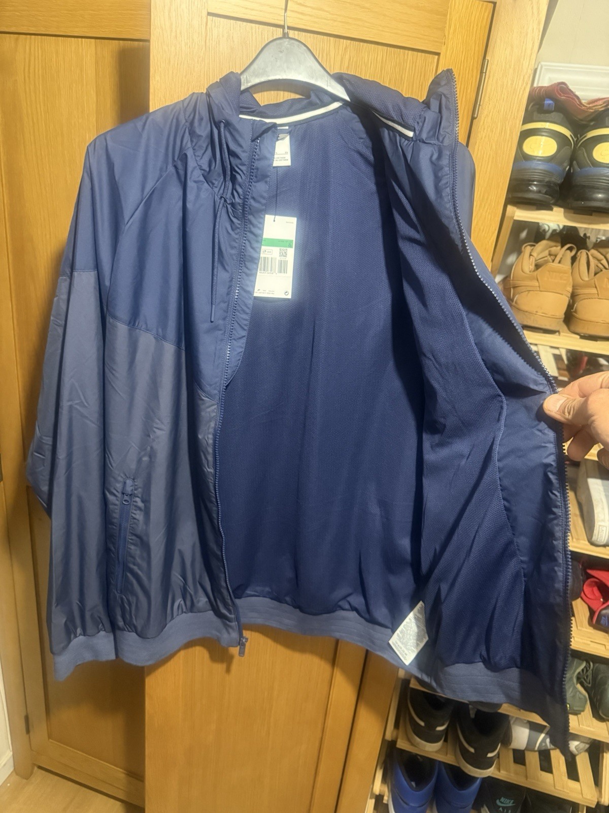 Nike Windrunner Navy Windbreaker Jacket Men's XL Hooded Logo Zip Lightweight image 3