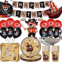 Piraten Geburtstag Deko Set 80 StüCk Partygeschirr Piratenschiff Ballon FüR 20