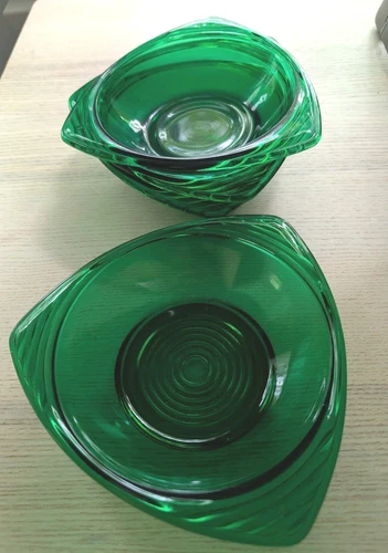 Vintage MCM Anchor Hocking Forest Green Small Bowls (4)