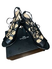Coach Kira Women  s 8M Black Calf-High Stiletto Heels w/ Box